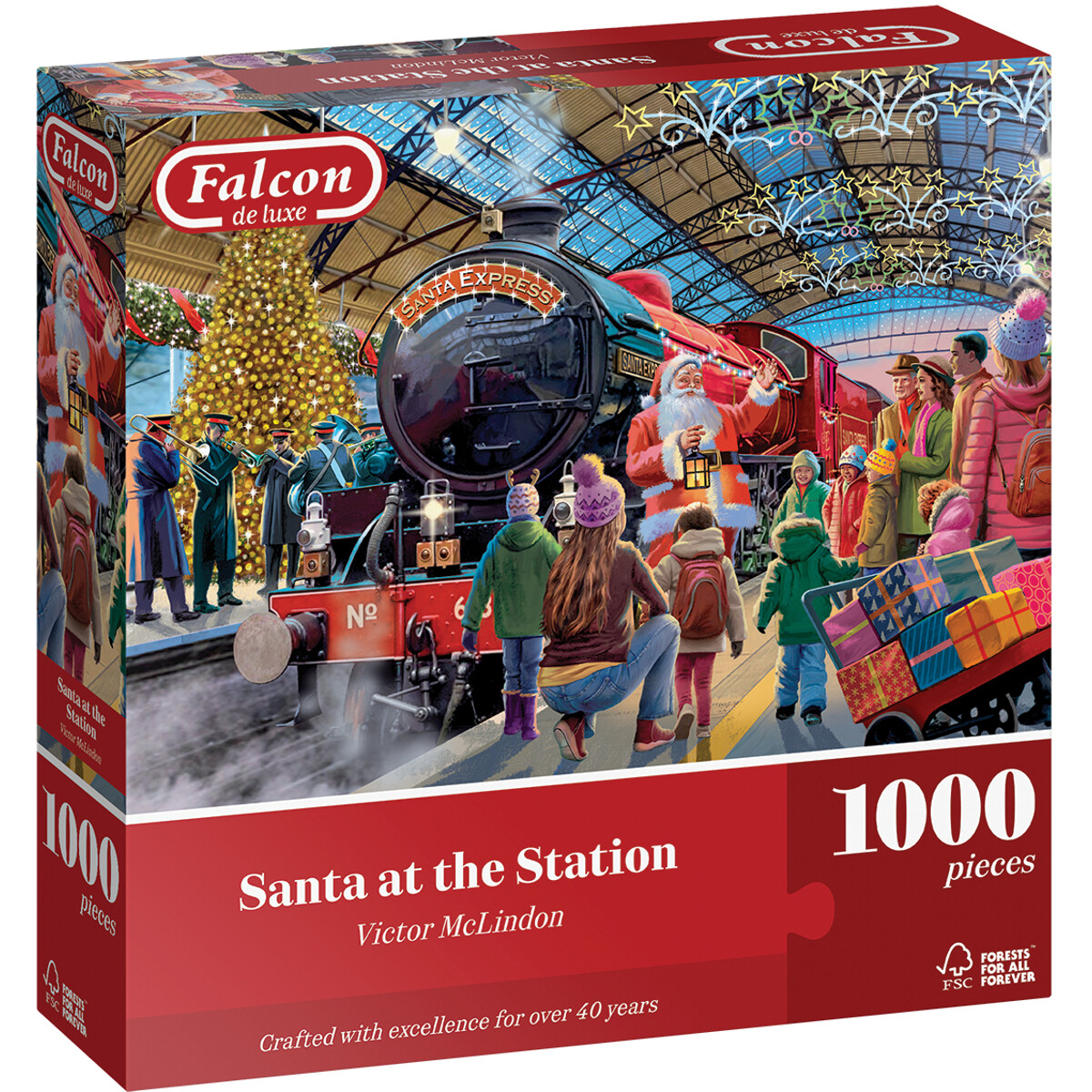 Pussel 1000 Bitar Santa at the Station