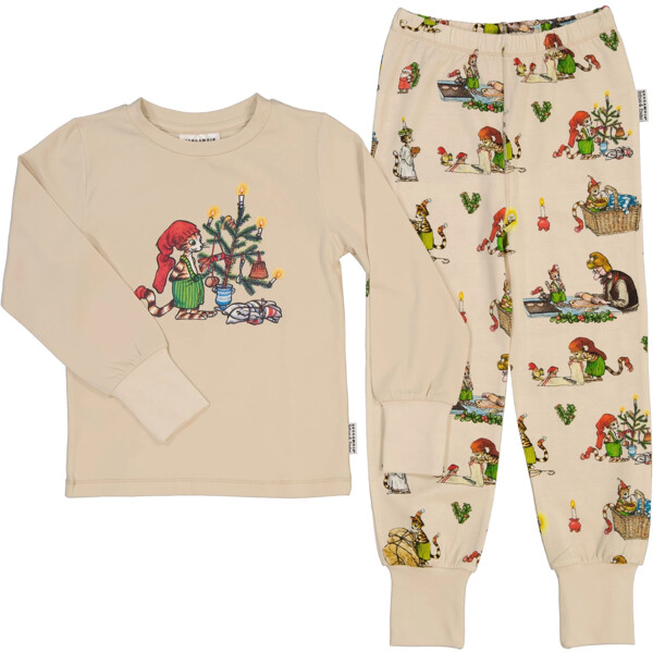 Pyjamas Pettson & Findus Jul Beige
