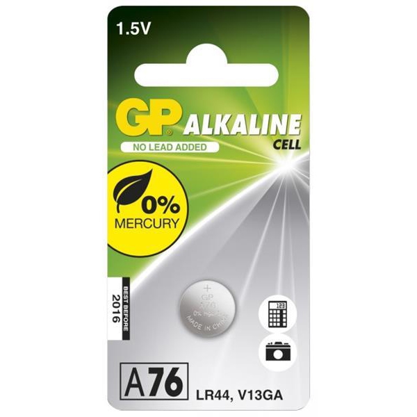GP Cell Battery, Size LR44, 1.5V, 1-pack