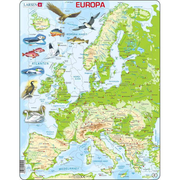 Pussel 87 Bitar Karta Europa Topo