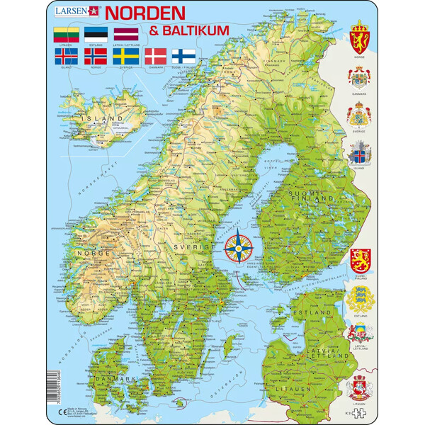 Pussel 75 Bitar Karta Norden