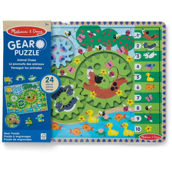Wooden Gear Puzzle Animal Chase I-Spy
