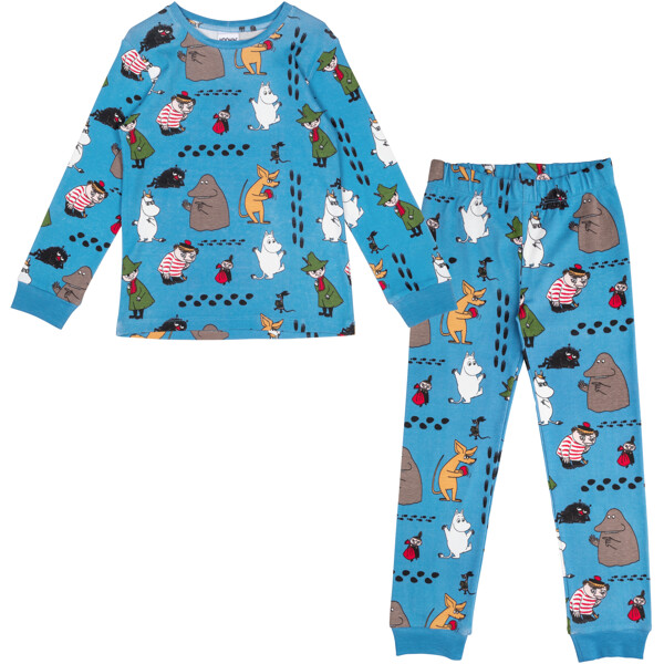 Mumin Pyjamas Fotspår2 Blå