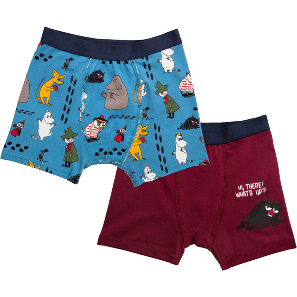 Mumin Boxershorts Fotspår2 Blå 2-p