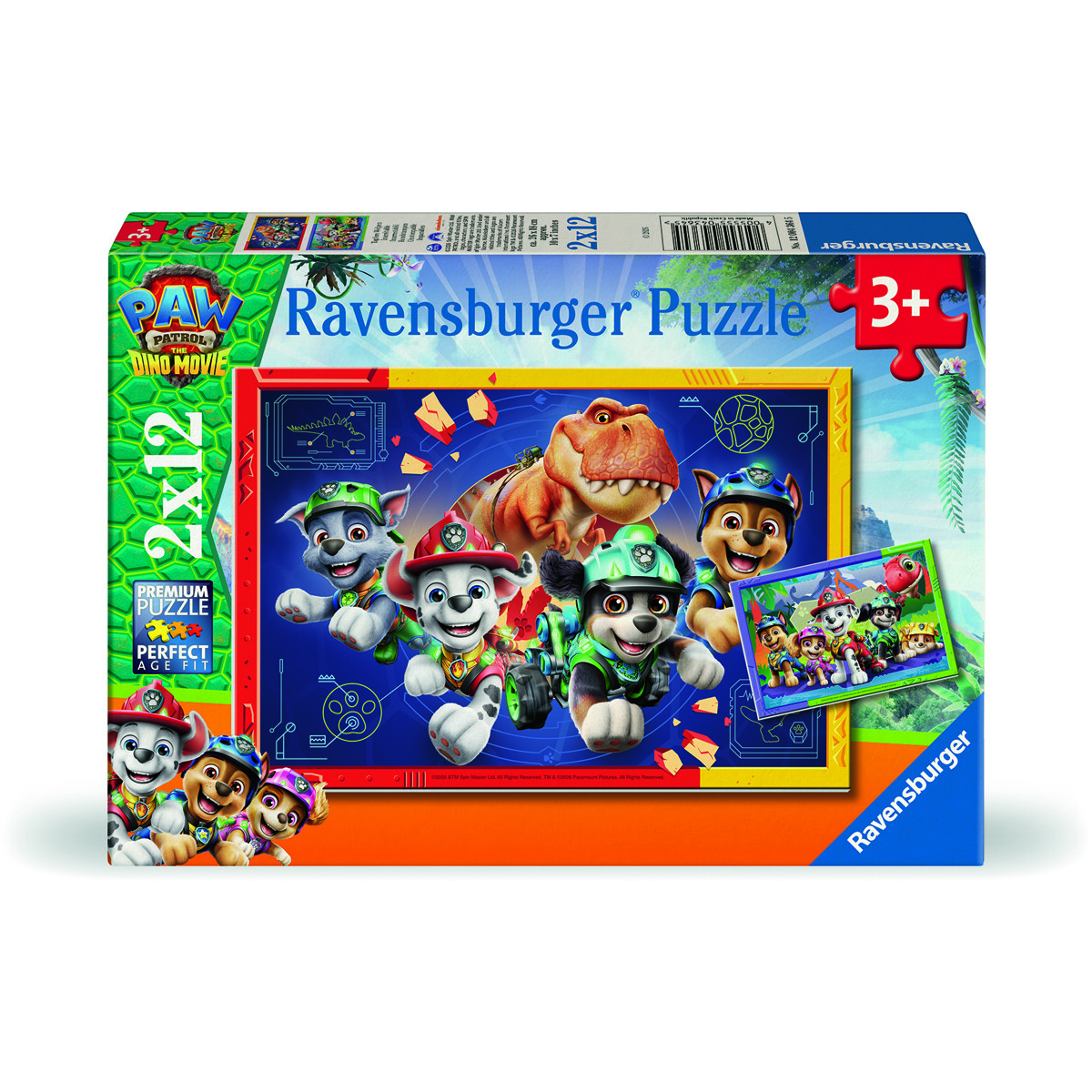 Pussel 2 x 12 Bitar Paw Patrol 3 Dino Movie