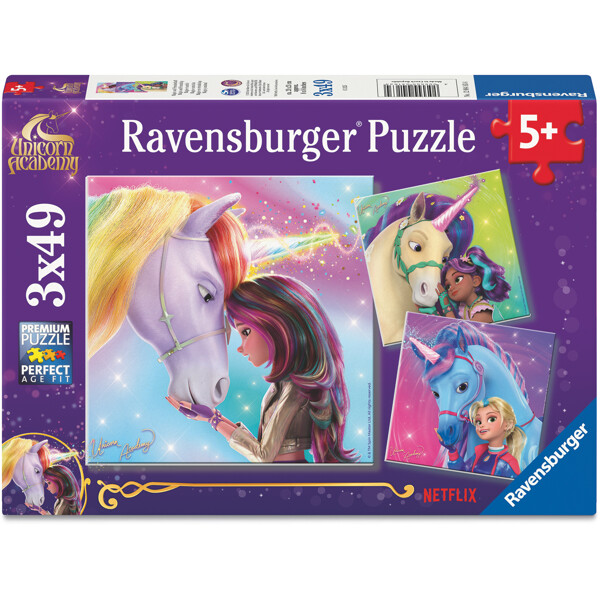 Pussel 3 x 49 Bitar Unicorn Academy