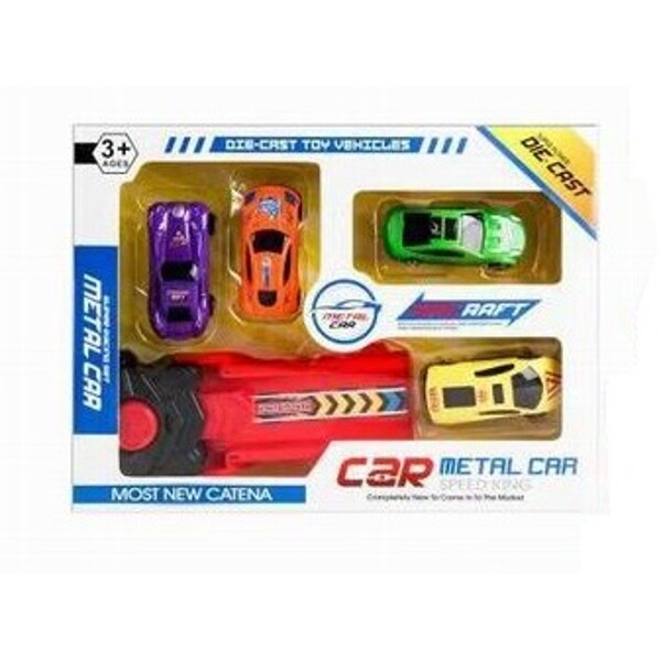 Die-Cast Bilar 4st + Katapult