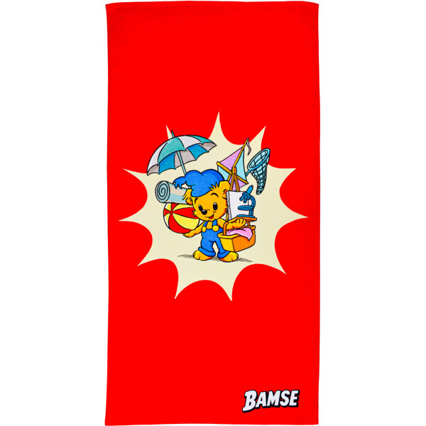 Swimpy Bamse Badhandduk Stranden Röd