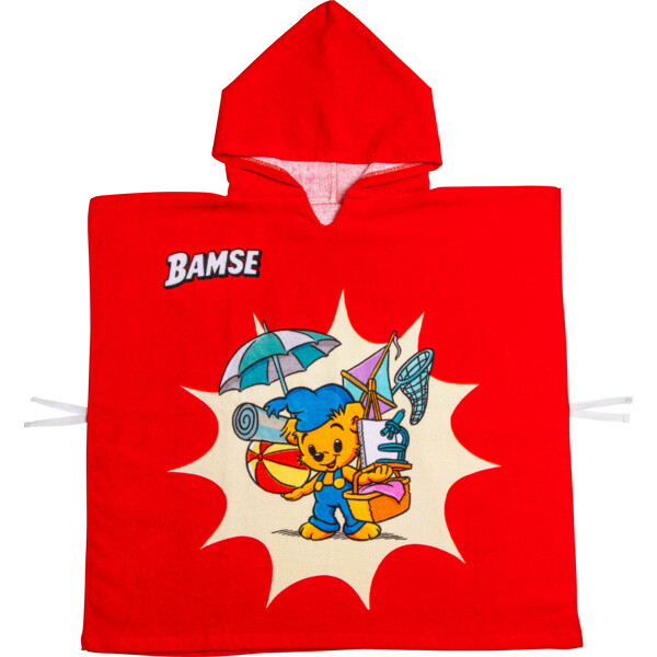 Swimpy Bamse Badponcho Stranden Röd